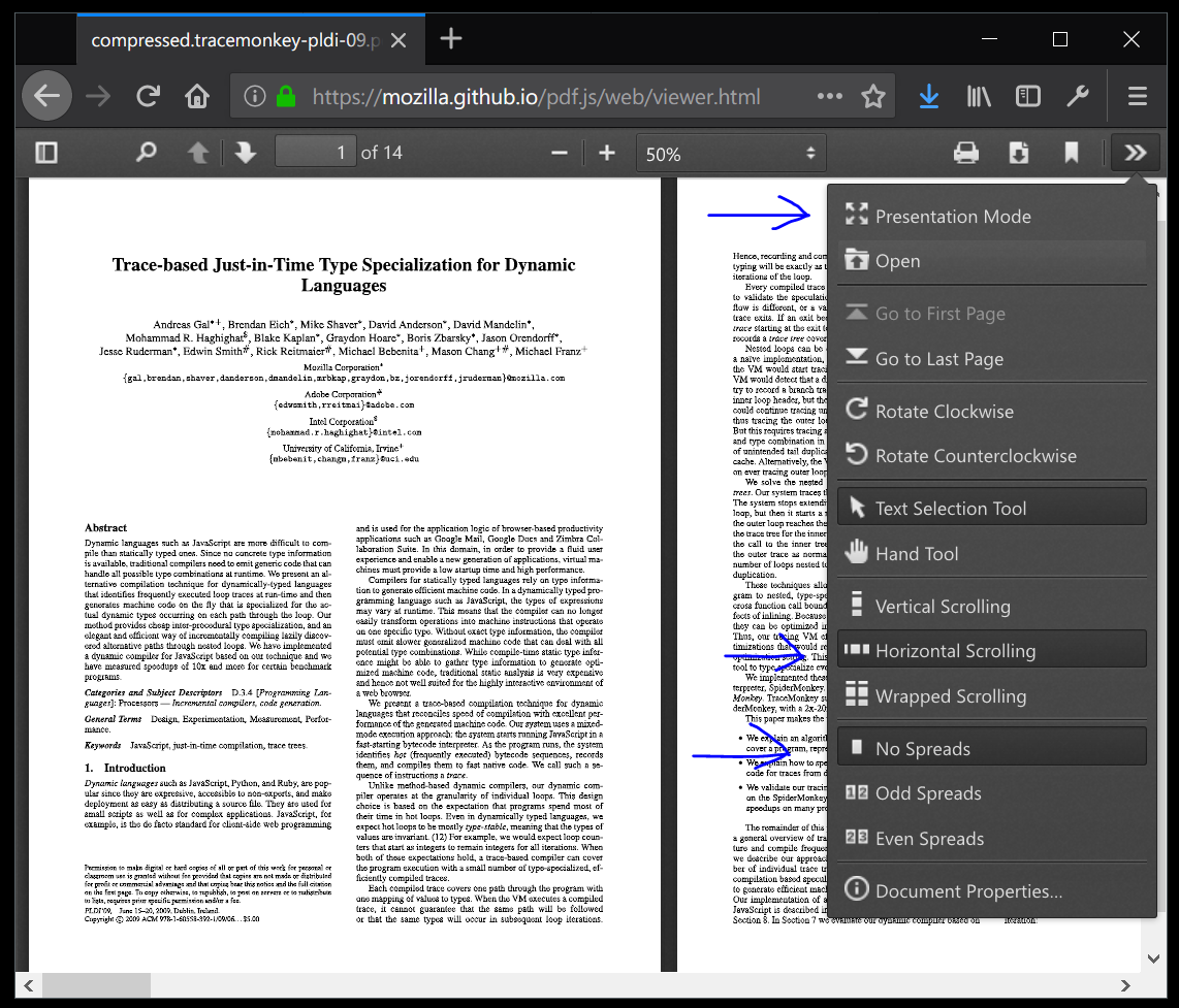 Scrolling and Spreads options not available · Issue #9790 · mozilla/pdf ...