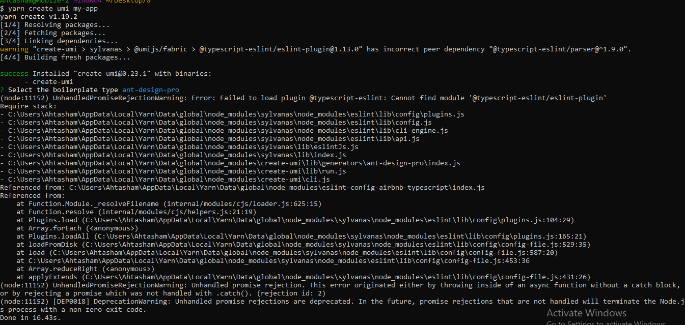 🧐[问题] yarn create umi ERROR · Issue 6556 · antdesign/antdesignpro