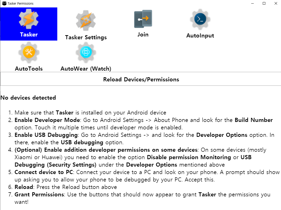 No devices detected&quot; · Issue #14 · joaomgcd/Tasker-Permissions 