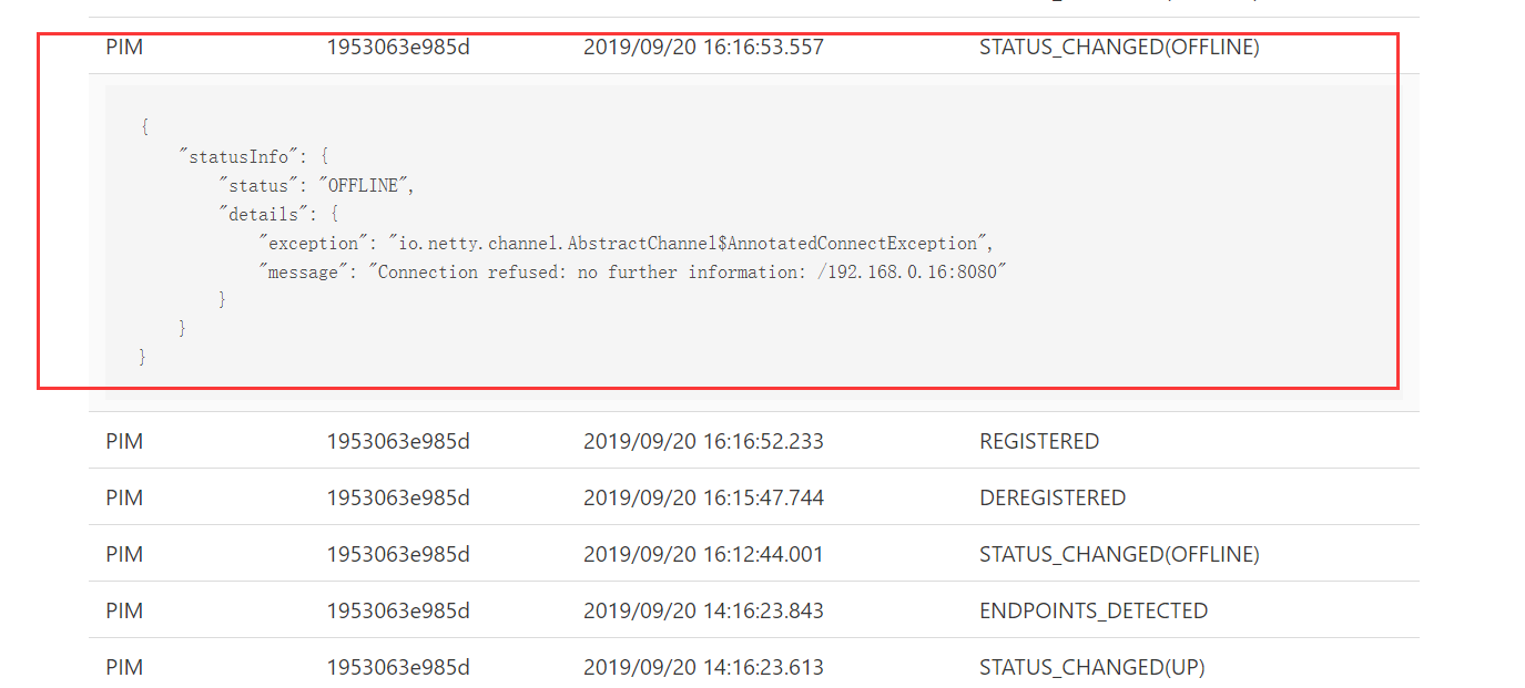 endpoint "..../actuator/health" url is ok but Instance details Health