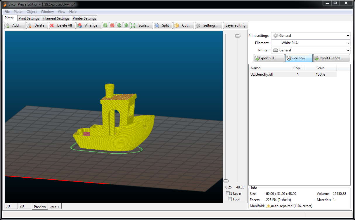 Errors and missing layers on preview when slicing from Repetier Host