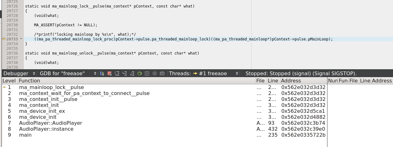 Receiving SIGSTOP in pulseaudio backend when trying to debug · Issue ...