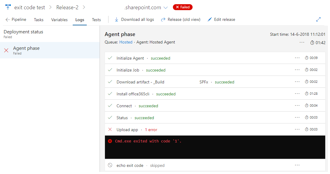 No exit code when failure · Issue #477 · pnp/cli-microsoft365 · GitHub