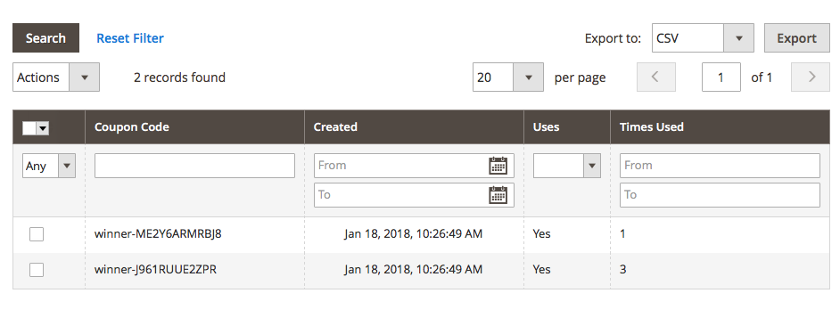 [2.1.3 CE] Uses per Coupon = 1, Uses per Customer = 1, Not Honored ...