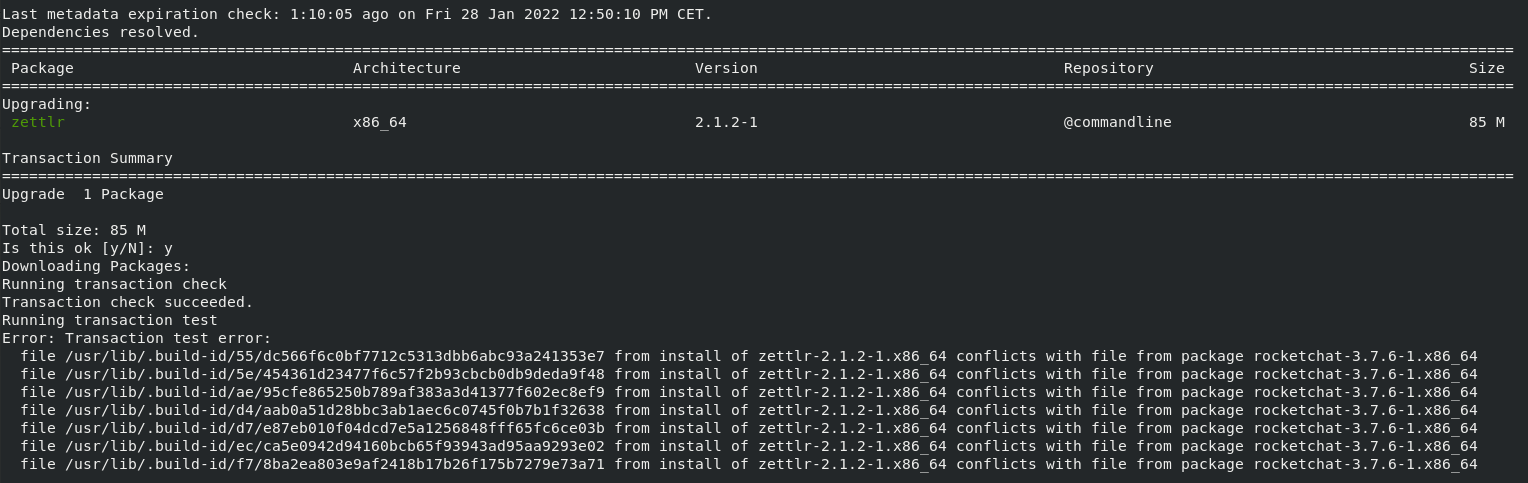 RocketChat RPM prevents update of other electron based apps ( /usr/lib ...