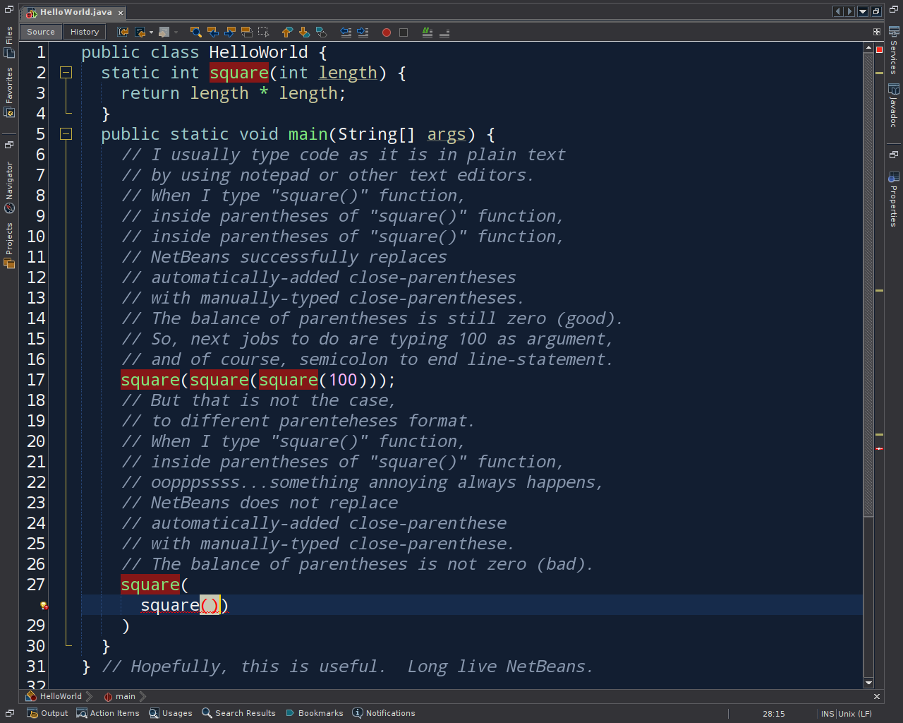 Editor Feature Problem Unbalanced Parentheses (Round