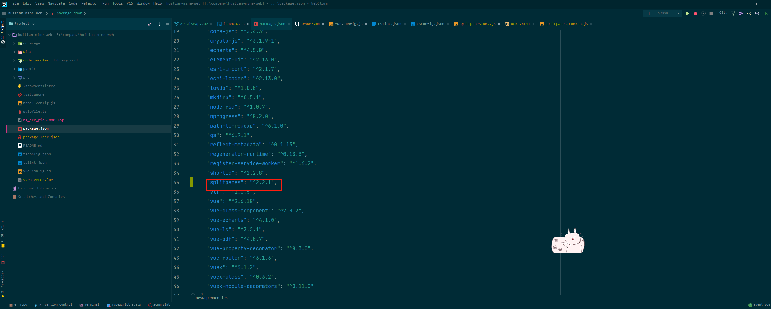 The latest version of the component does not provide a TS declaration ...