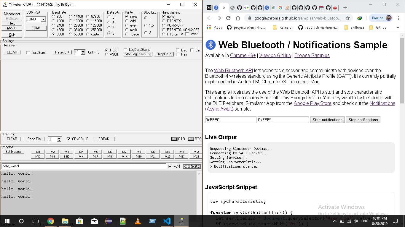 bluetooth web api problum