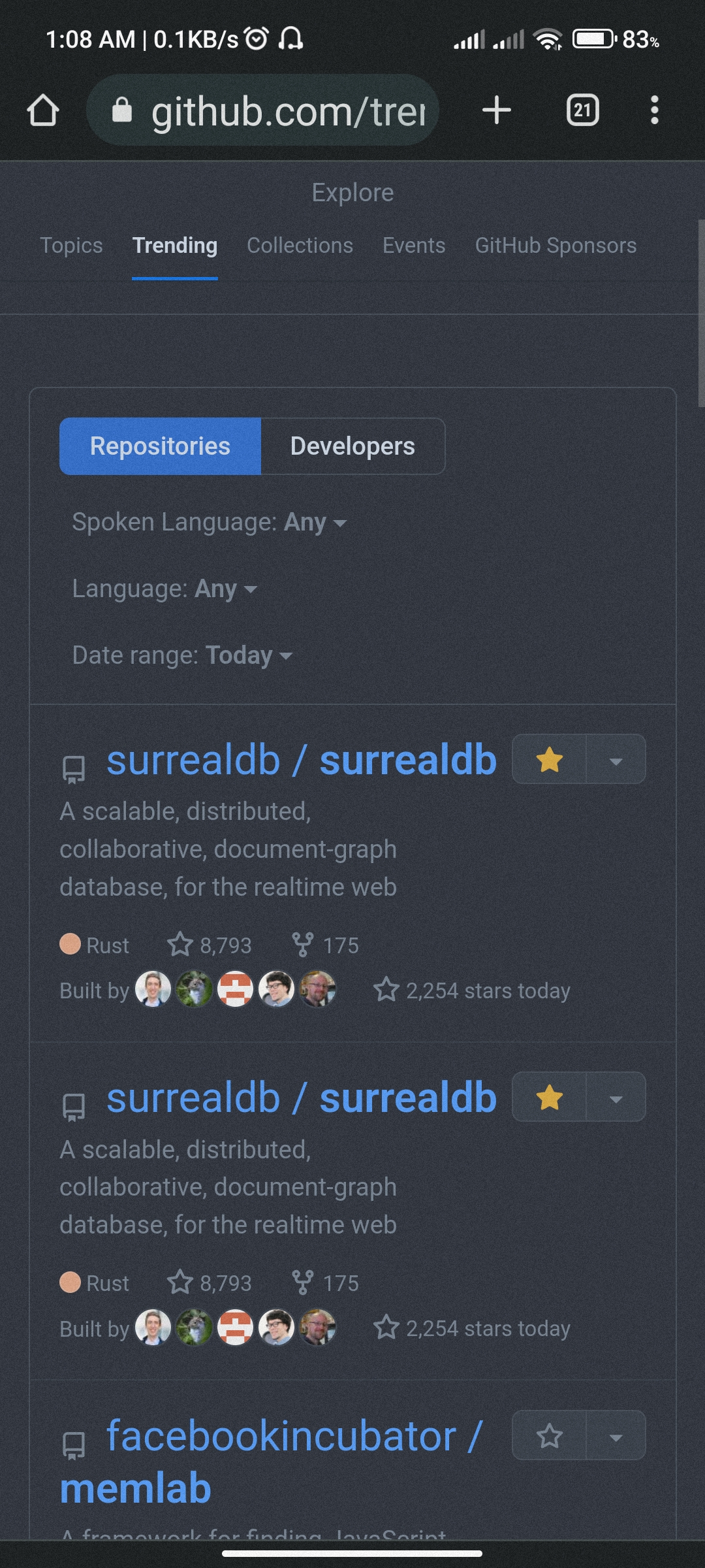 Repeated entries in github trending page? · community · Discussion ...