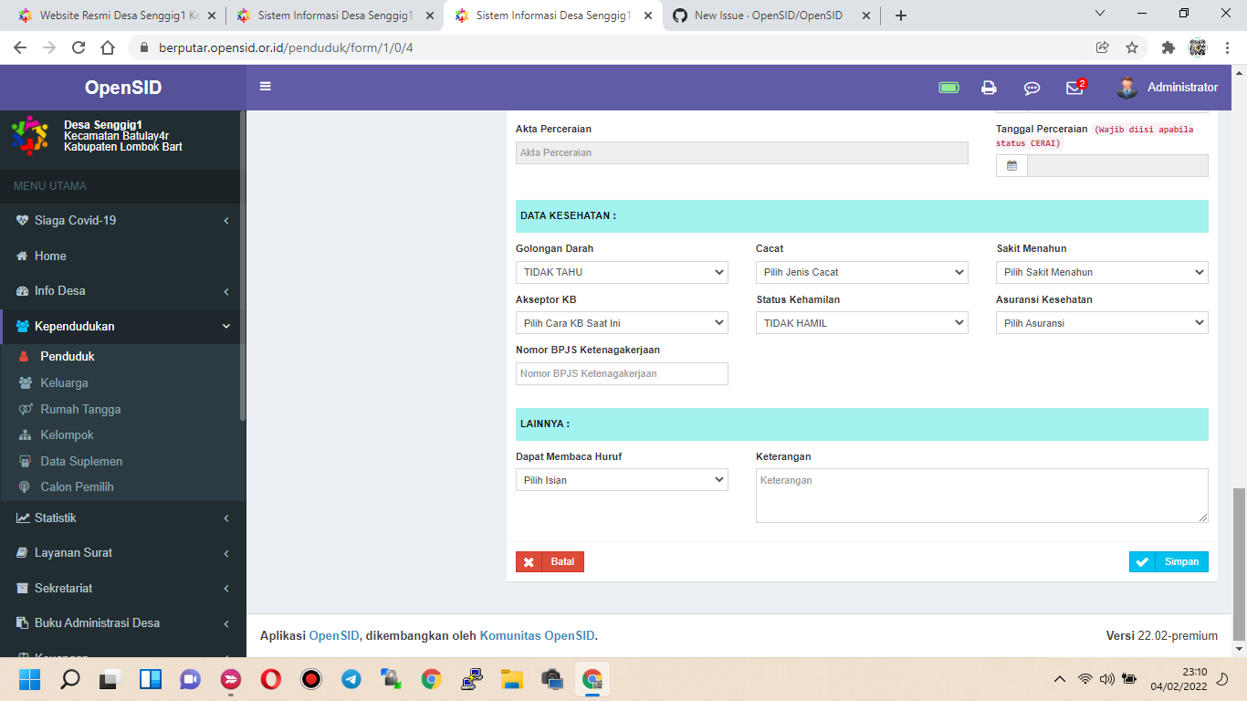 Bug/error: Status Kehamilan · Issue #4837 · OpenSID/OpenSID · GitHub