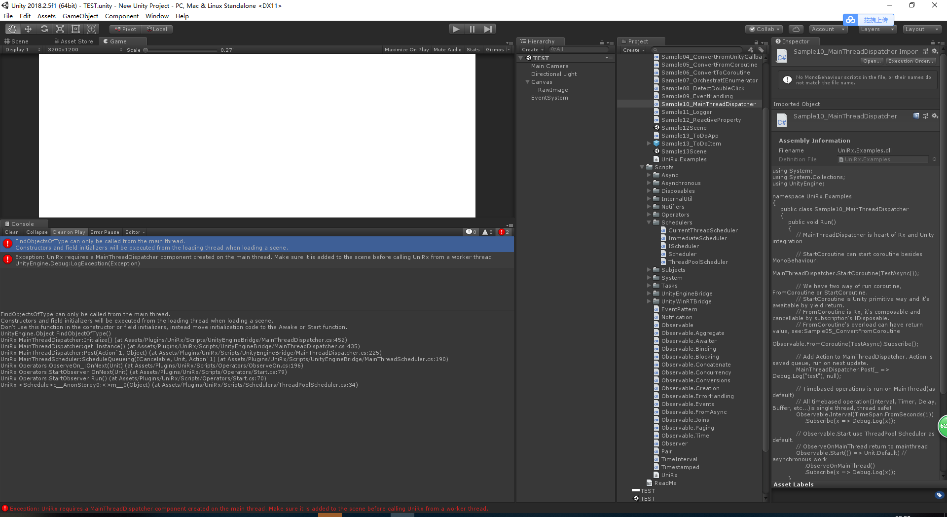 Observable.Start throw Exception when ApplicationQuit · Issue 382 · neuecc/UniRx · GitHub