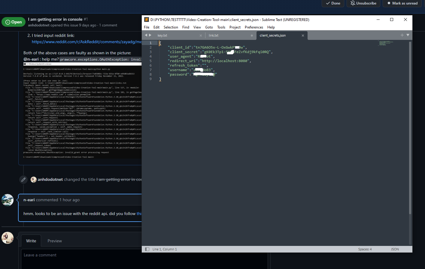 I am getting error in console · Issue #1 · n-eari/Video-Creation-Tool ...