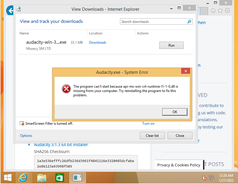 Audacity crashes on Win 8.1 · Issue #2485 · audacity/audacity · GitHub