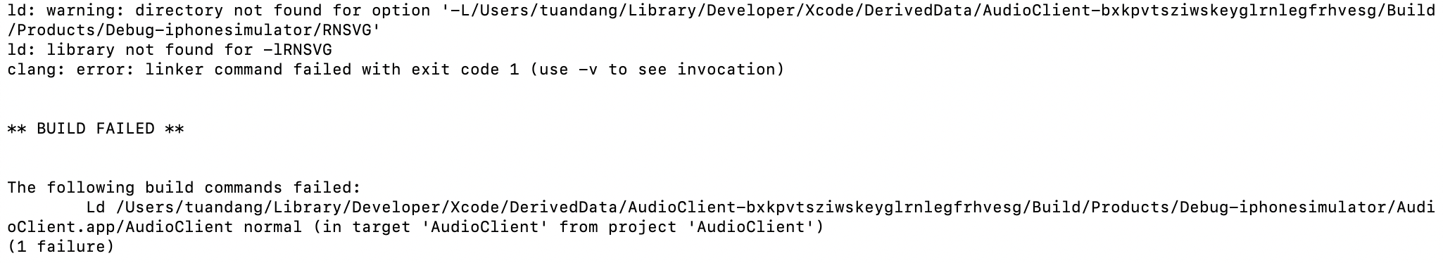 Error in iOS libraries "library not found for -lRNSVG " · Issue #1469 ...