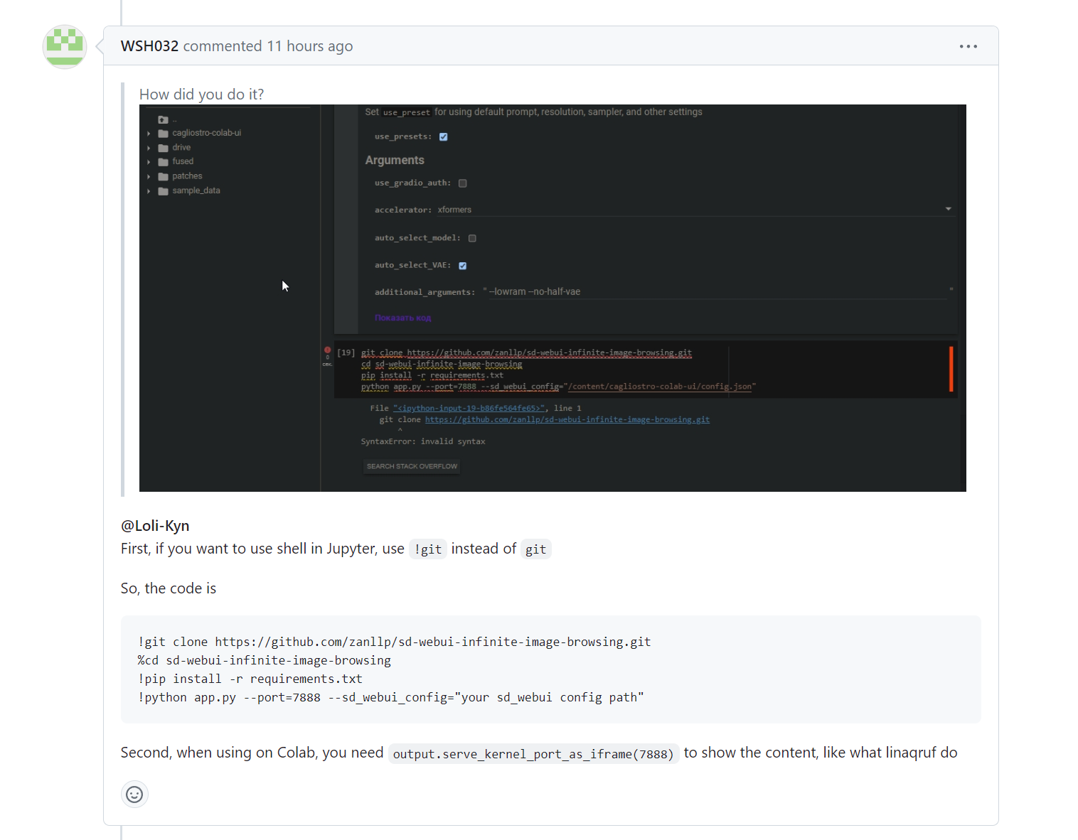 How do I get the extension to work without the interface on the colab ...