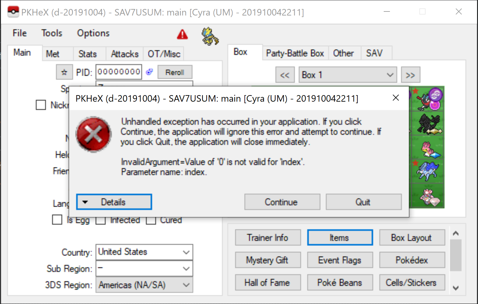 Crashing after opening items USUM · Issue #2398 · kwsch/PKHeX · GitHub