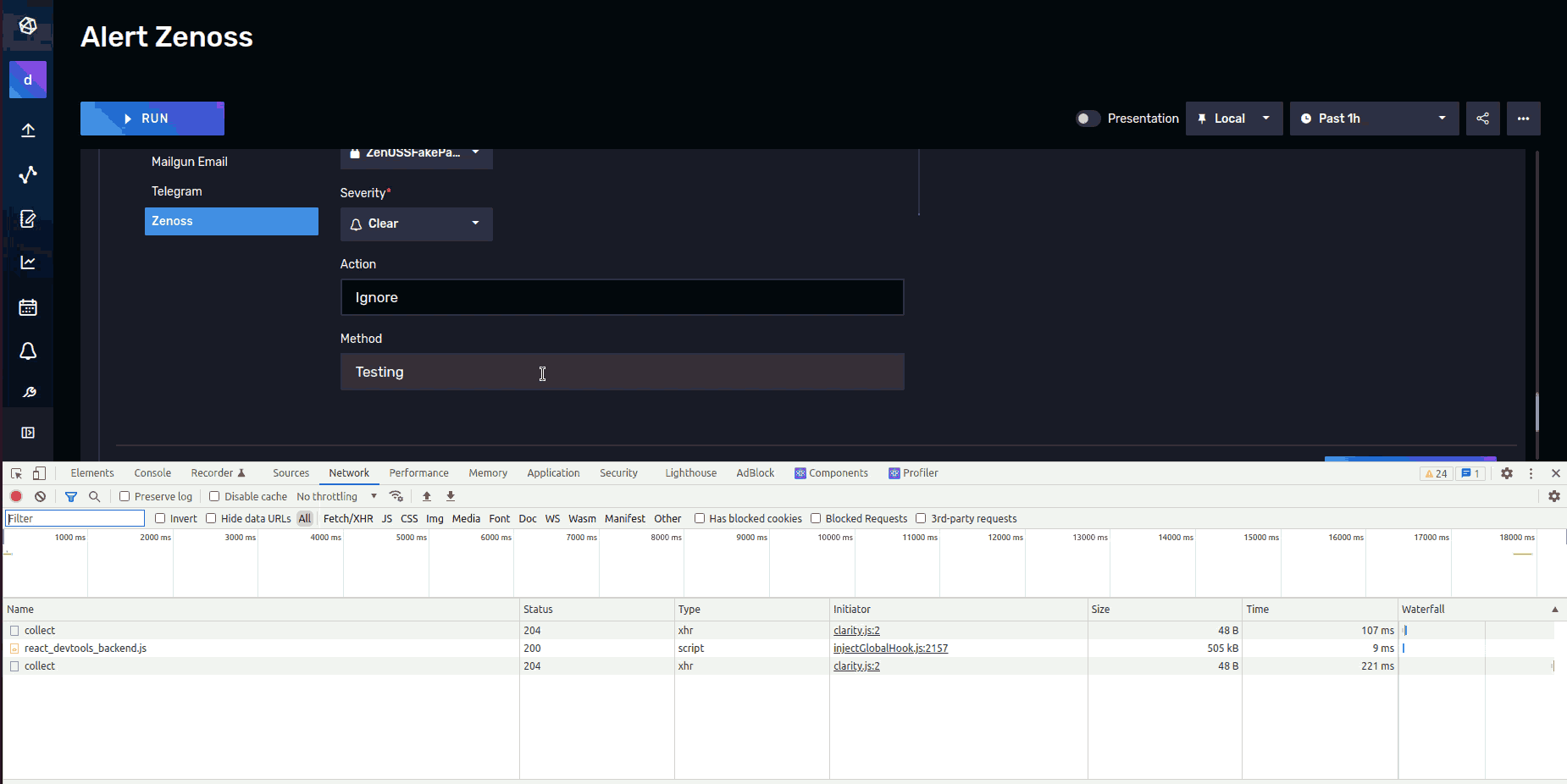 Notebook(Alerts) Zenoss Alert Test Alert uses invalid flux script