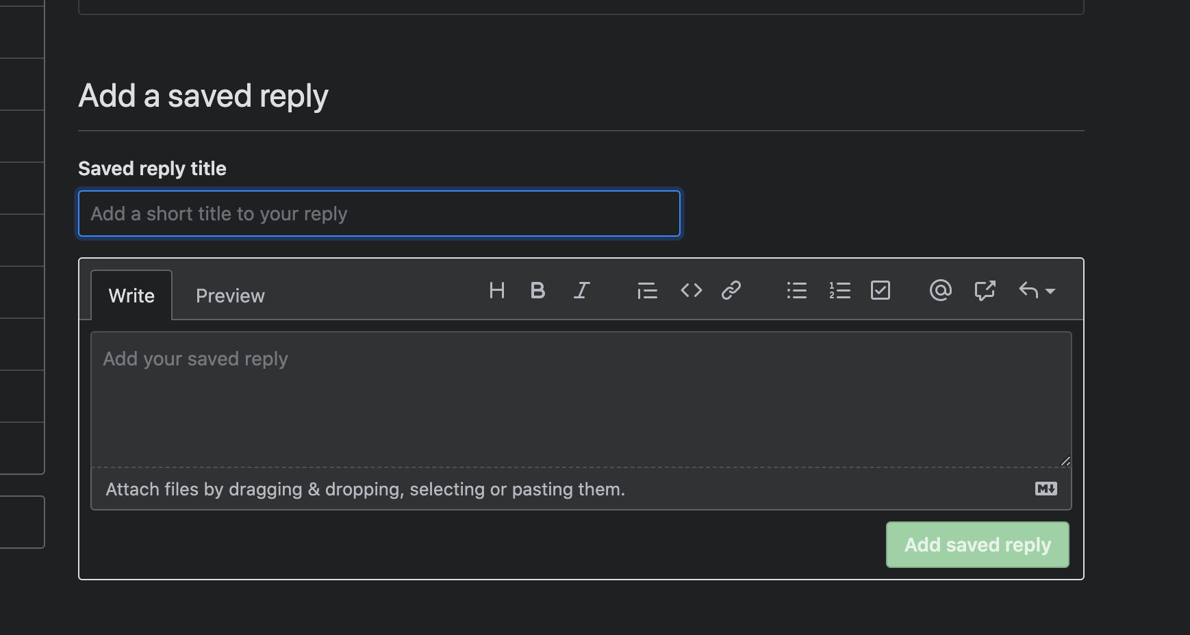 Saved reply form · Issue #45 · one-dark/github-one-dark-theme · GitHub