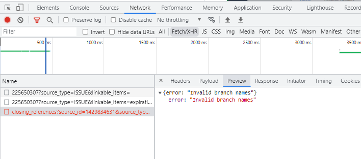 API error on updating Development branch on Github Issue description ...
