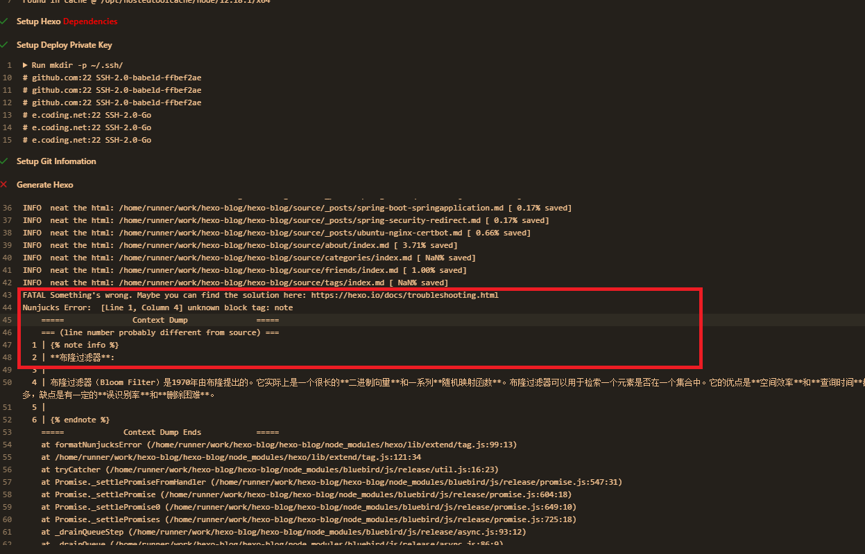 Github Actions unknown block tag note · Issue 257 · jerryc127/hexo