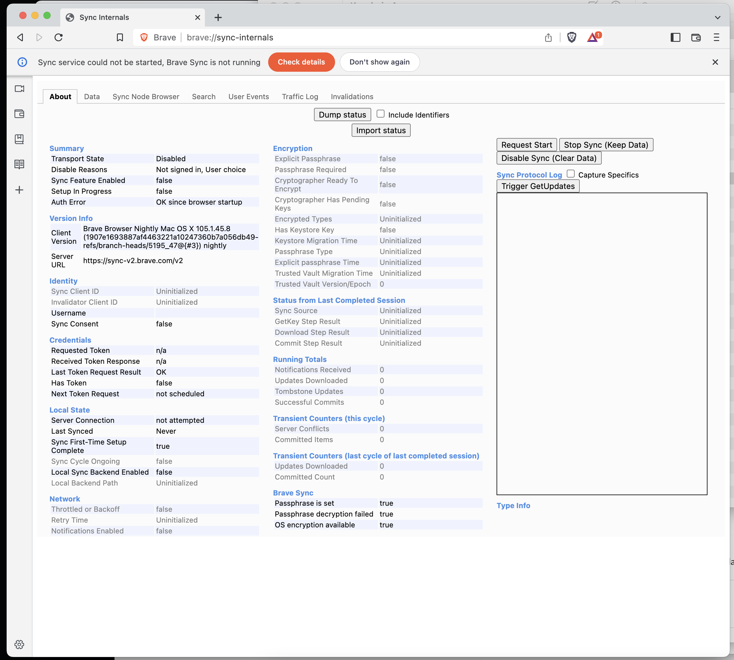 can't bypass the `brave://settings/braveSync/setup` warning if `Brave ...