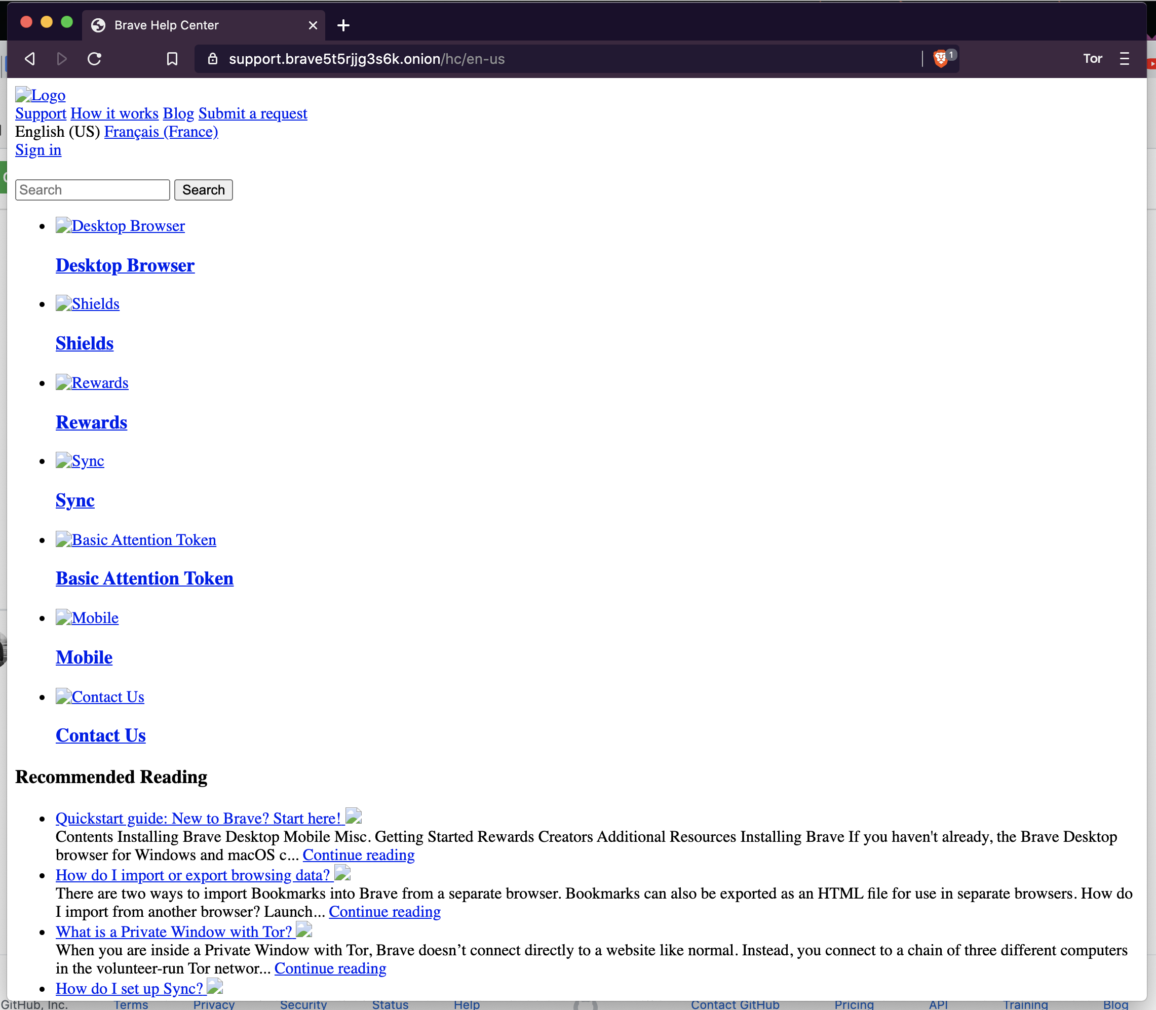 Testing https//brave5t5rjjg3s6k.onion · Issue 189 · brave/qa