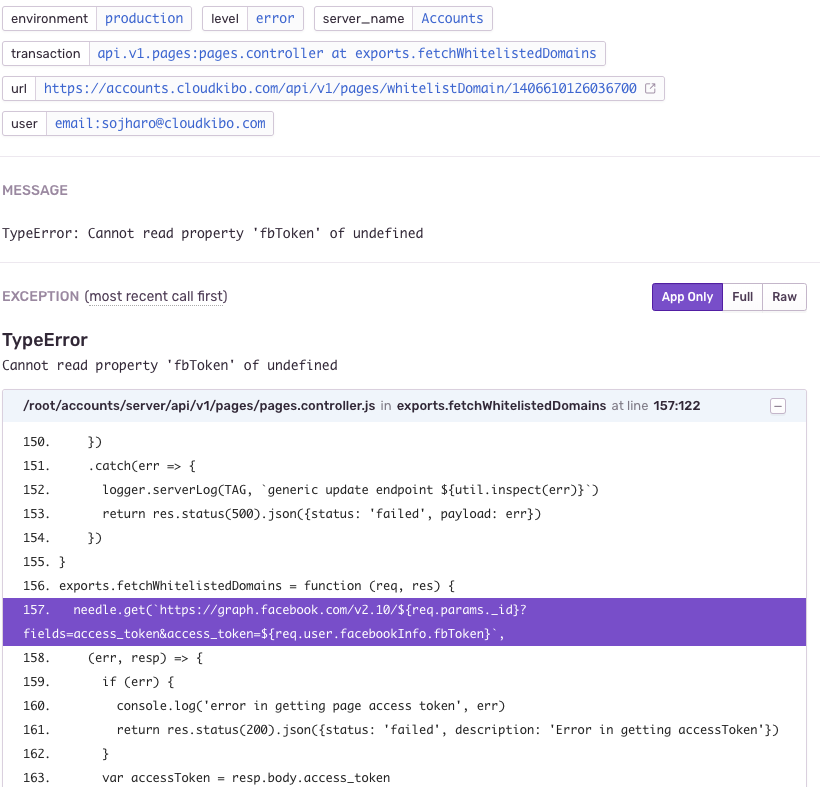 sentry error in pages.controller · Issue #5287 · Cloudkibo/KiboPush ...