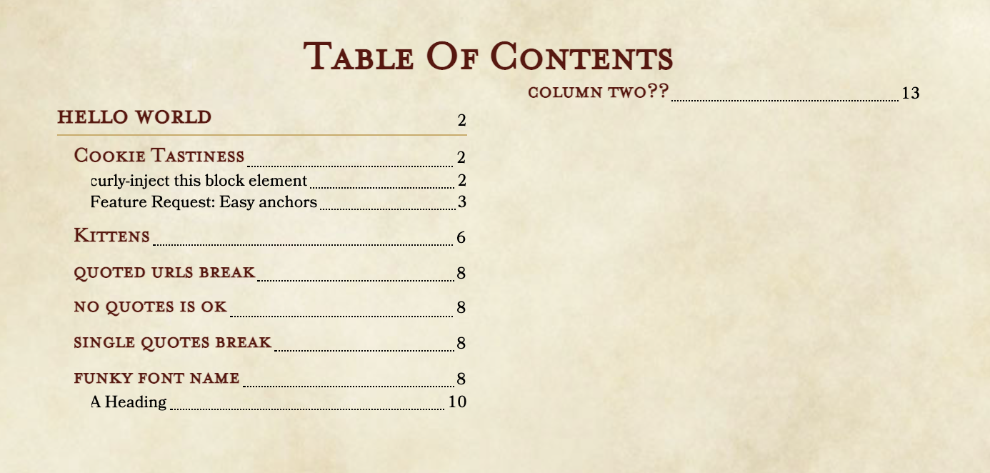 Wide Toc In V3 Isn T Wide Naturalcrit Homebrewery