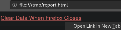 In reports produced as HTML, links opened in new tabs are opened as ...