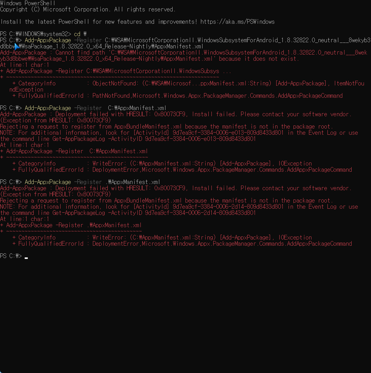 Add-AppxPackage-error