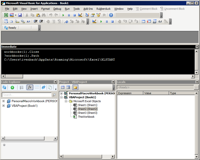 code explorer doesnt update when workbook close statement xlstart