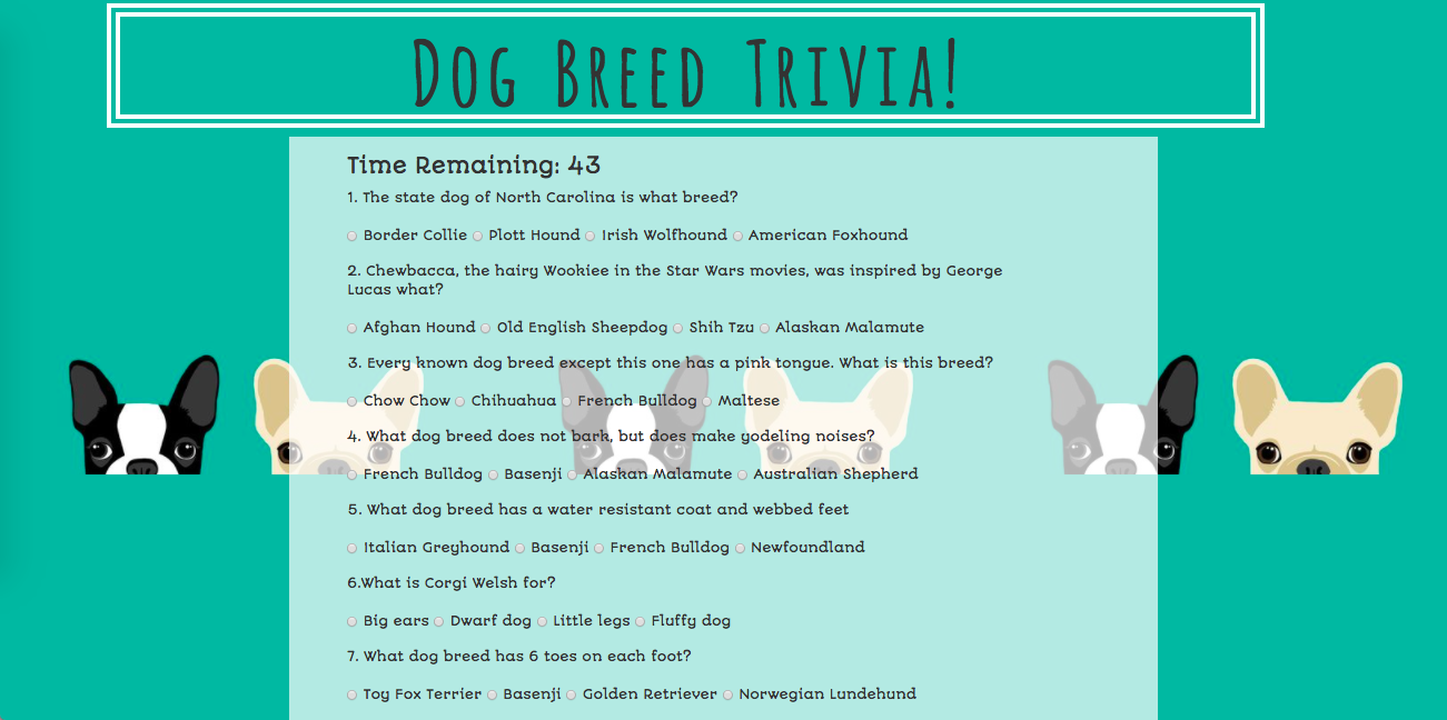 Dog Breed Trivia Game