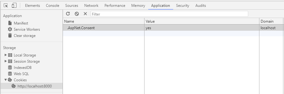 Developer Tools -- Delete cookie