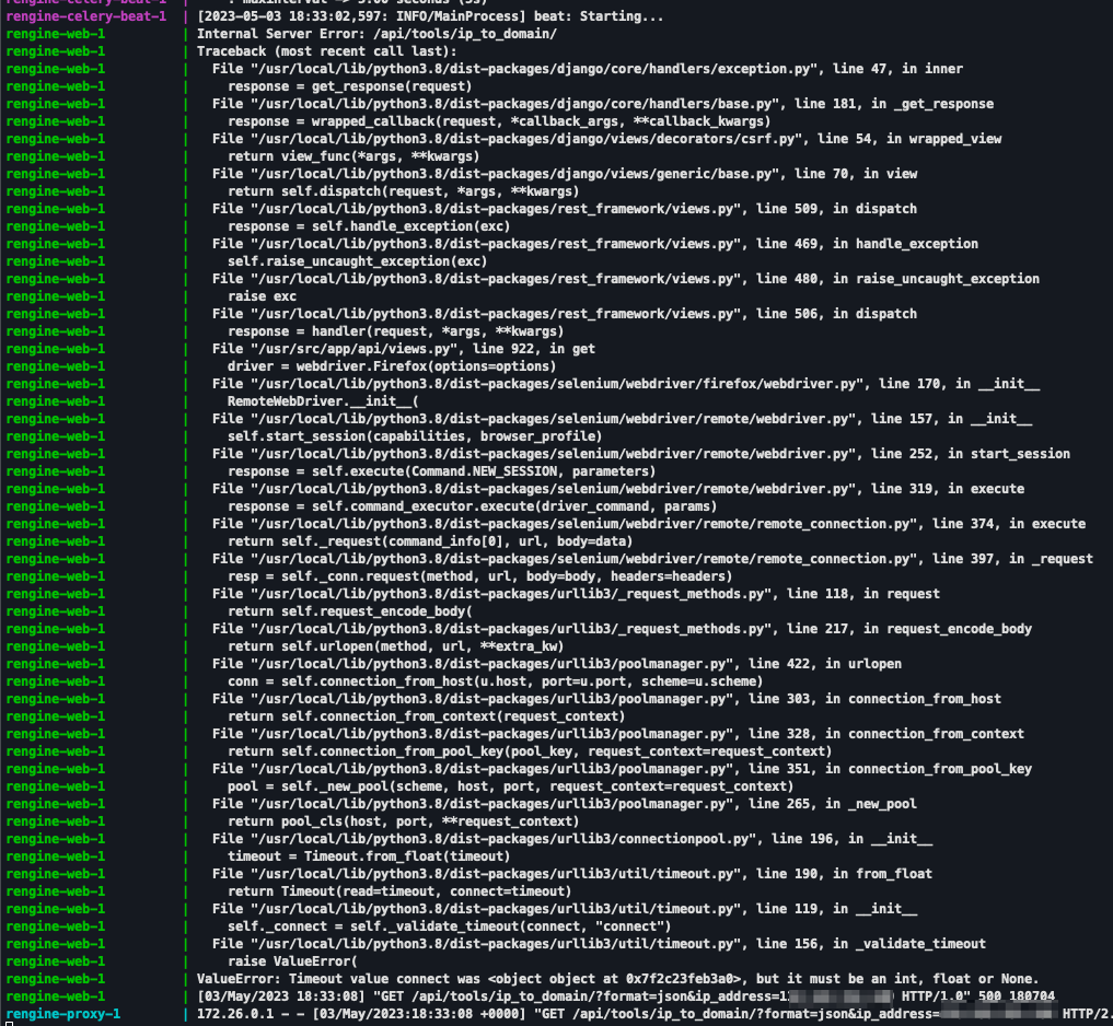 Bug - Resolve IP Address to domain 500 error · Issue #896 · yogeshojha ...