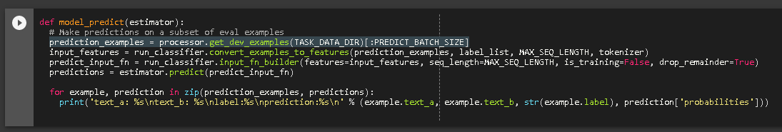 Null Return in model_predict function when BERT predicts on a single ...