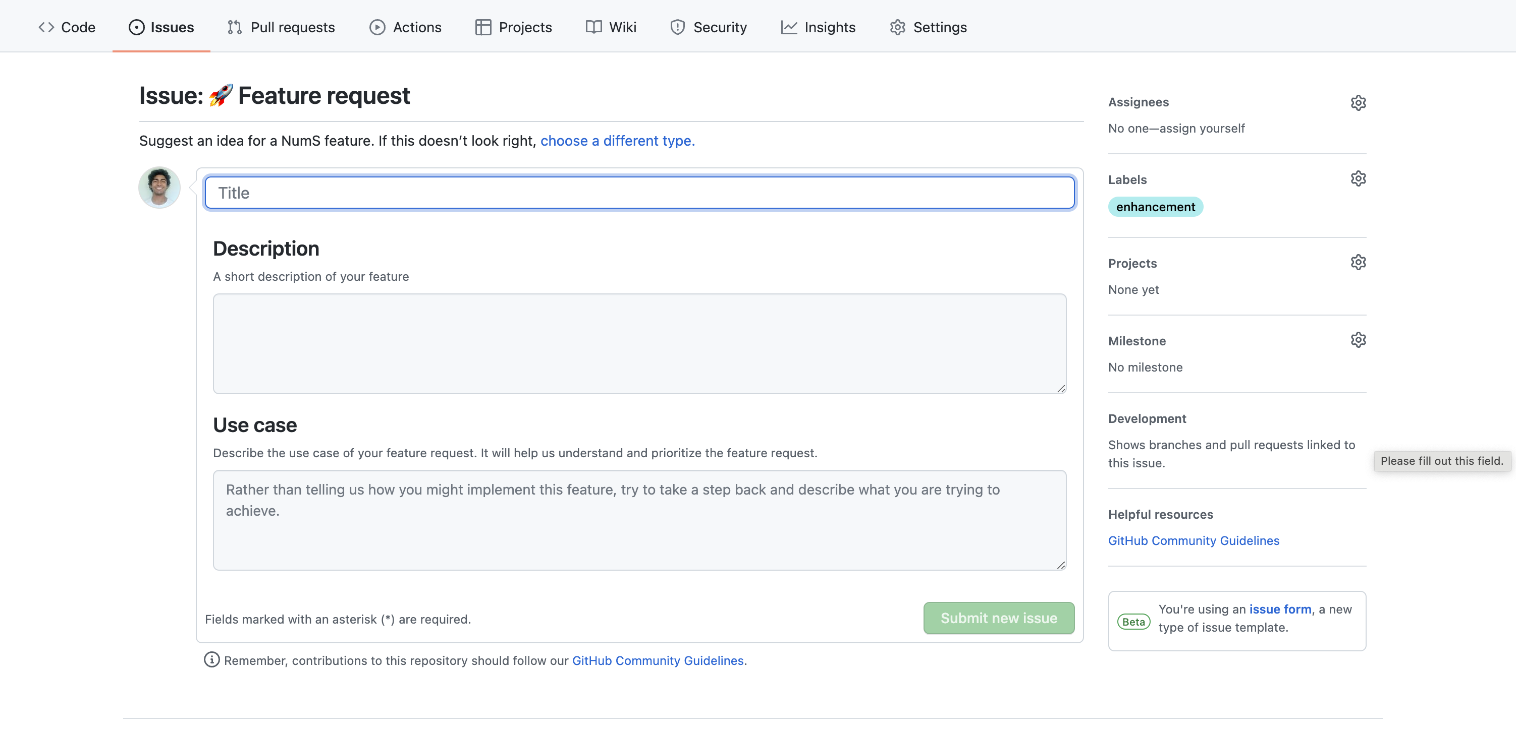 Add feature request issue template by bveeramani · Pull Request #544 ...