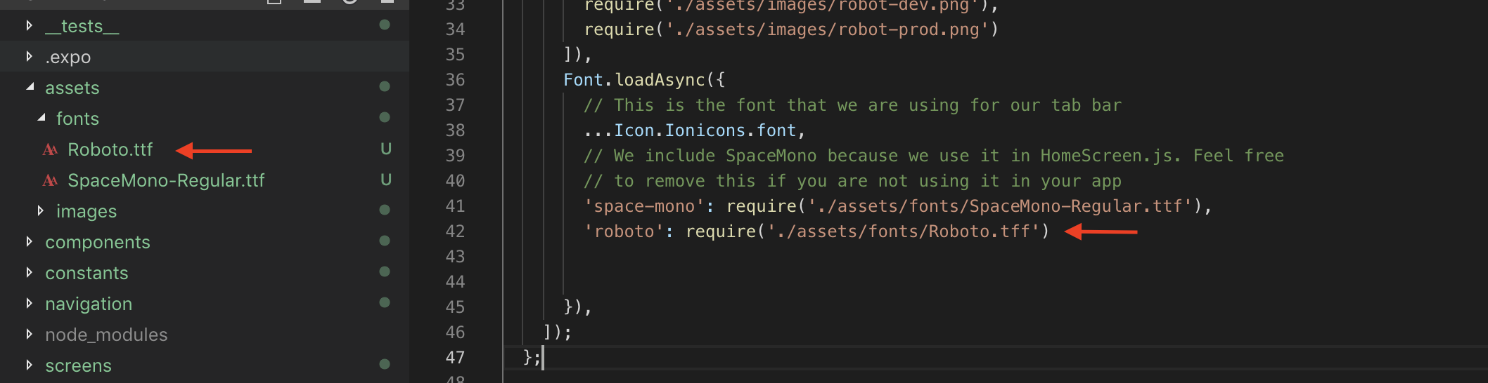 Adding and referencing an external font causes an "Unable to resolve ...