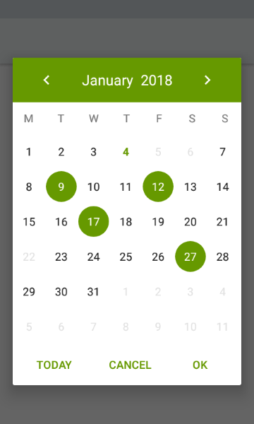 GitHub - Applandeo/Material-Calendar-View: Material Calendar View for  Android