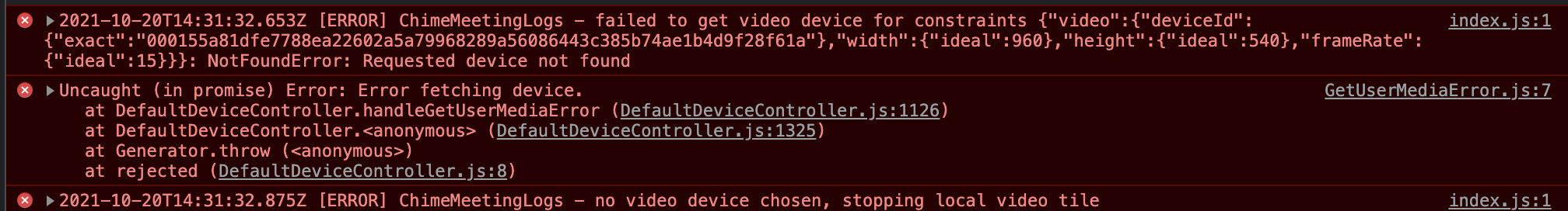 Error when switching video device in Samsung A72 (Android 11) · Issue ...