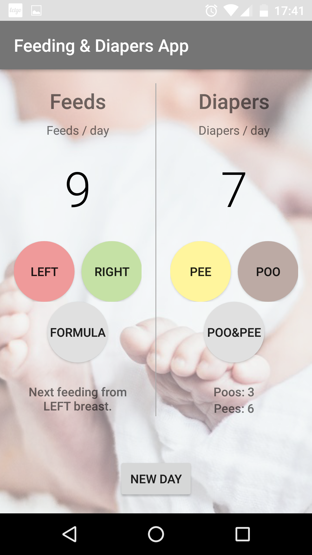 GitHub evii/Feeding_Diapers_app App with the same concept as