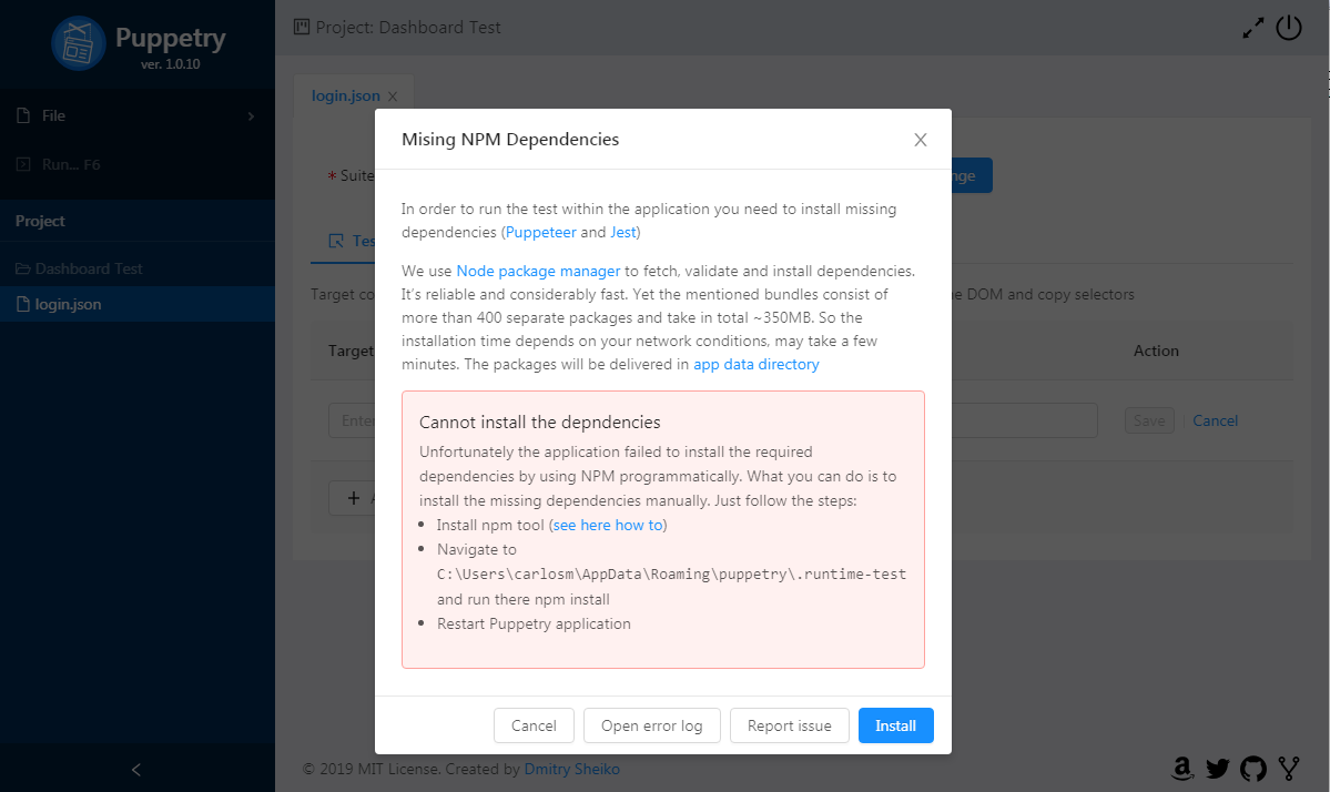 Can't install dependencies · Issue #24 · dsheiko/puppetry · GitHub