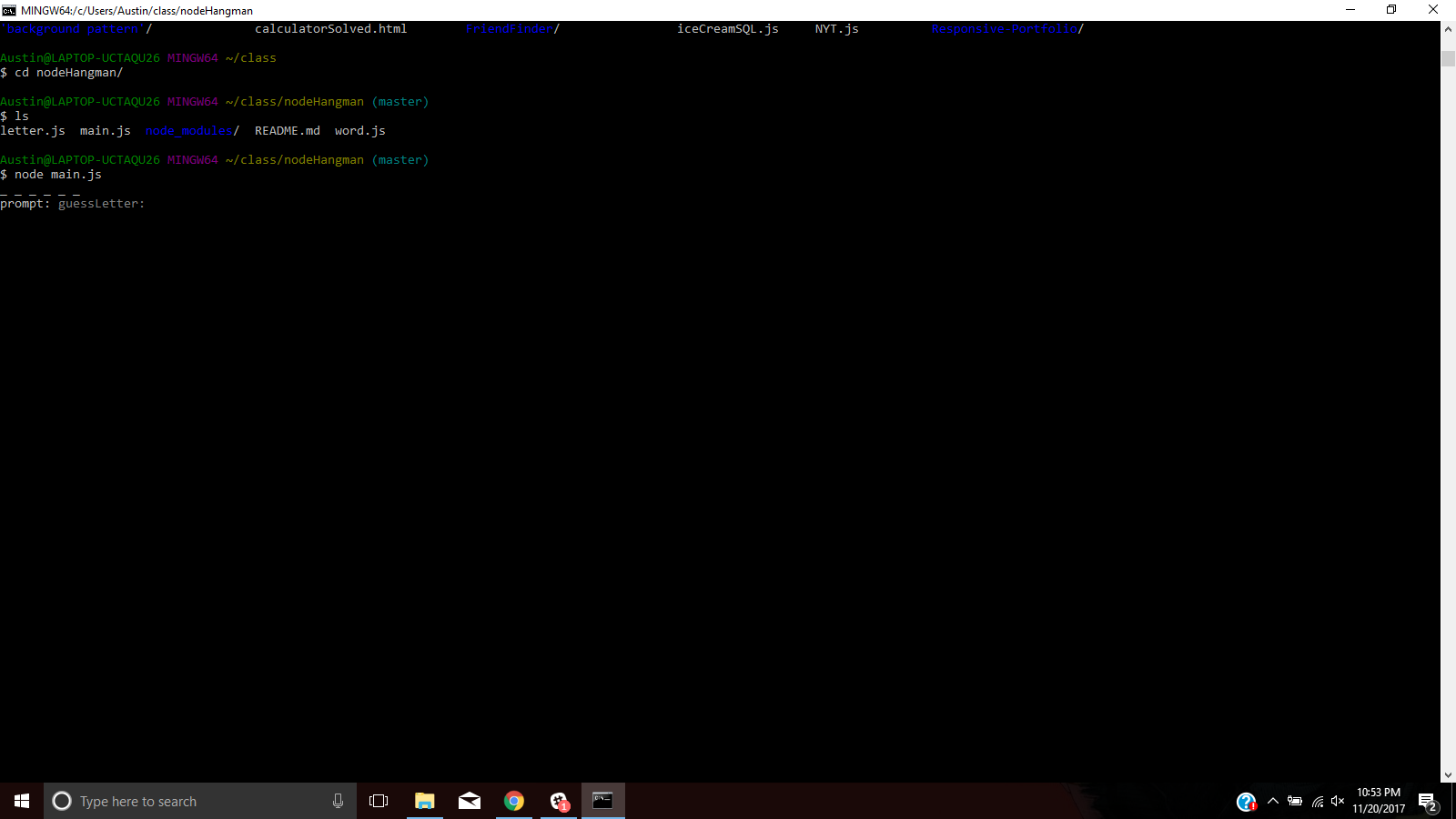GitHub - Austinparisi42/nodeHangman