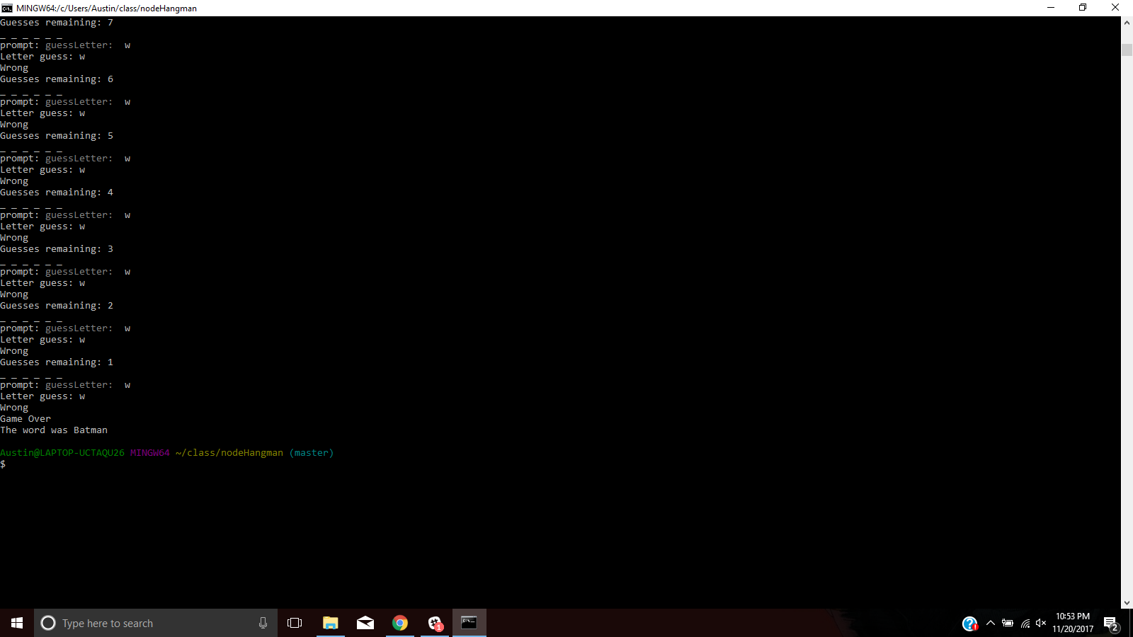 GitHub - Austinparisi42/nodeHangman