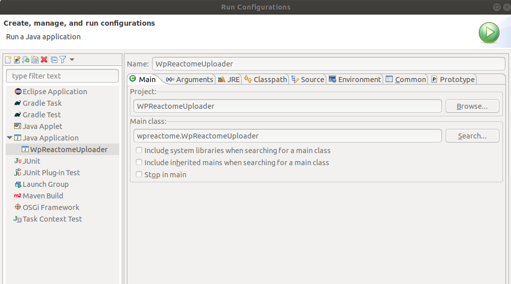 Uploader setup in Eclipse - wikipathways/WPReactomeUploader GitHub Wiki