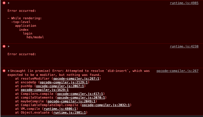 Bug report: didInsert error when rendering certain objects · Issue ...