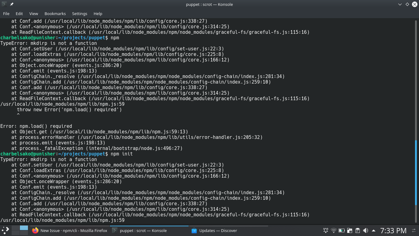 [BUG] npm@6.13.1: TypeError: mkdirp is not a function · Issue #530 ...