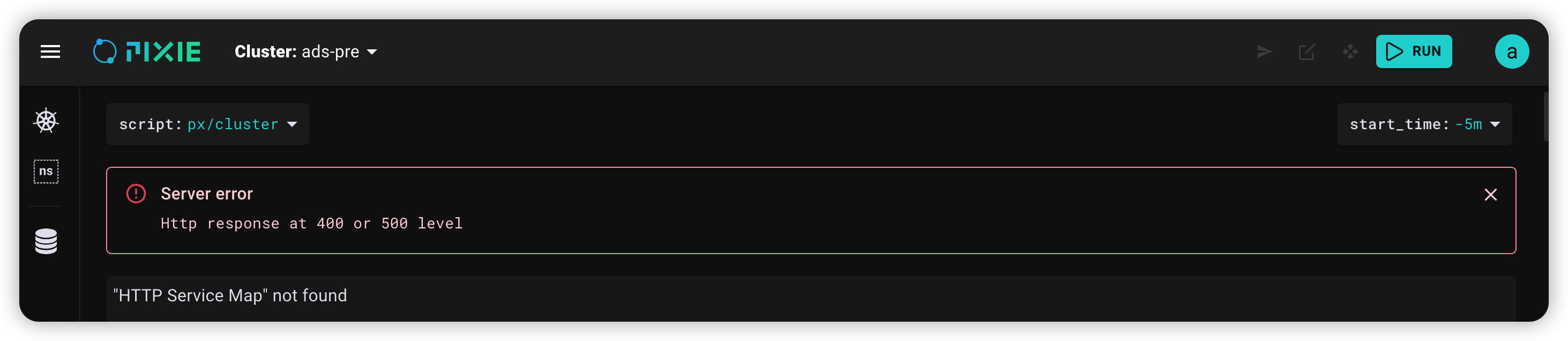 `ExecuteScript` network call from the Pixie UI fails with ERR ...