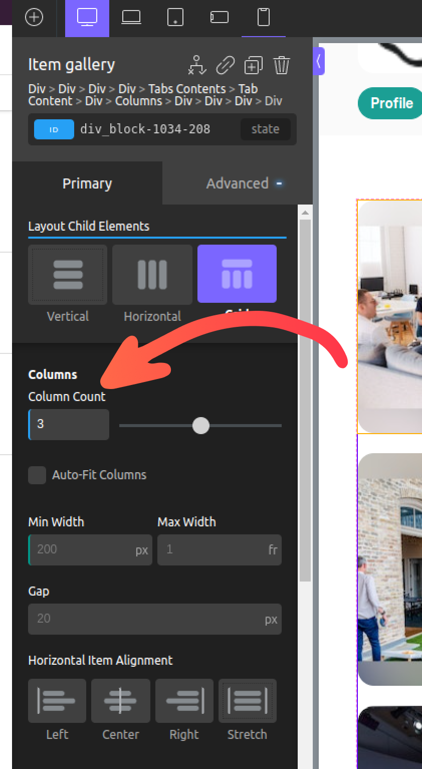 controls sidebar