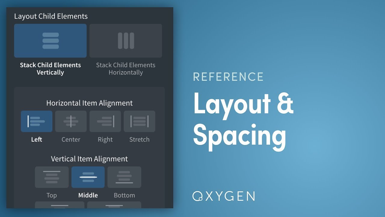 Oxygen builder layout & spacing