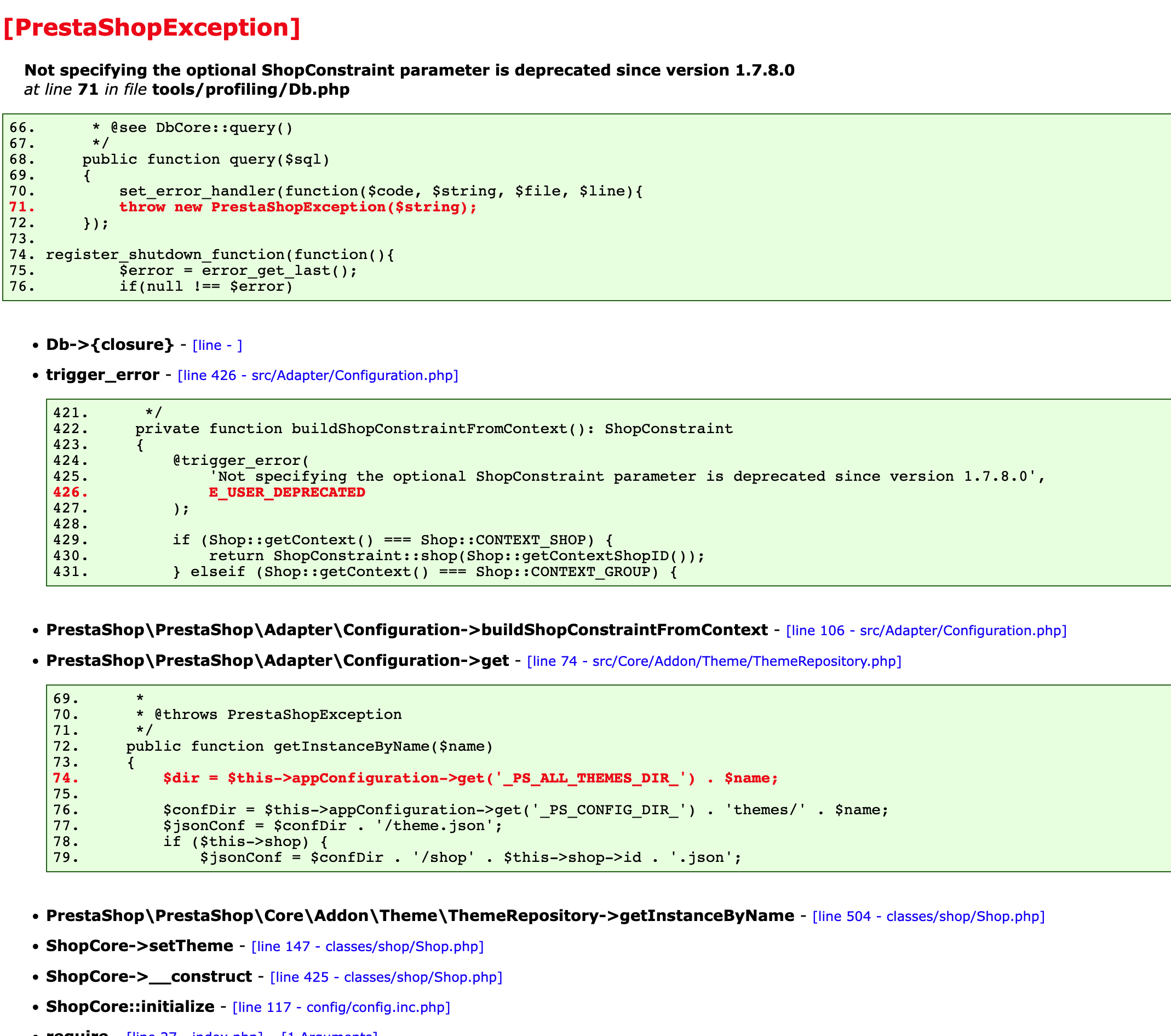 Not specifying the optional ShopConstraint parameter is deprecated ...
